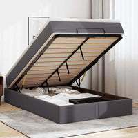 vidaXL Struttura Letto Pouf con Materasso Grigio 120x190 cm Similpelle