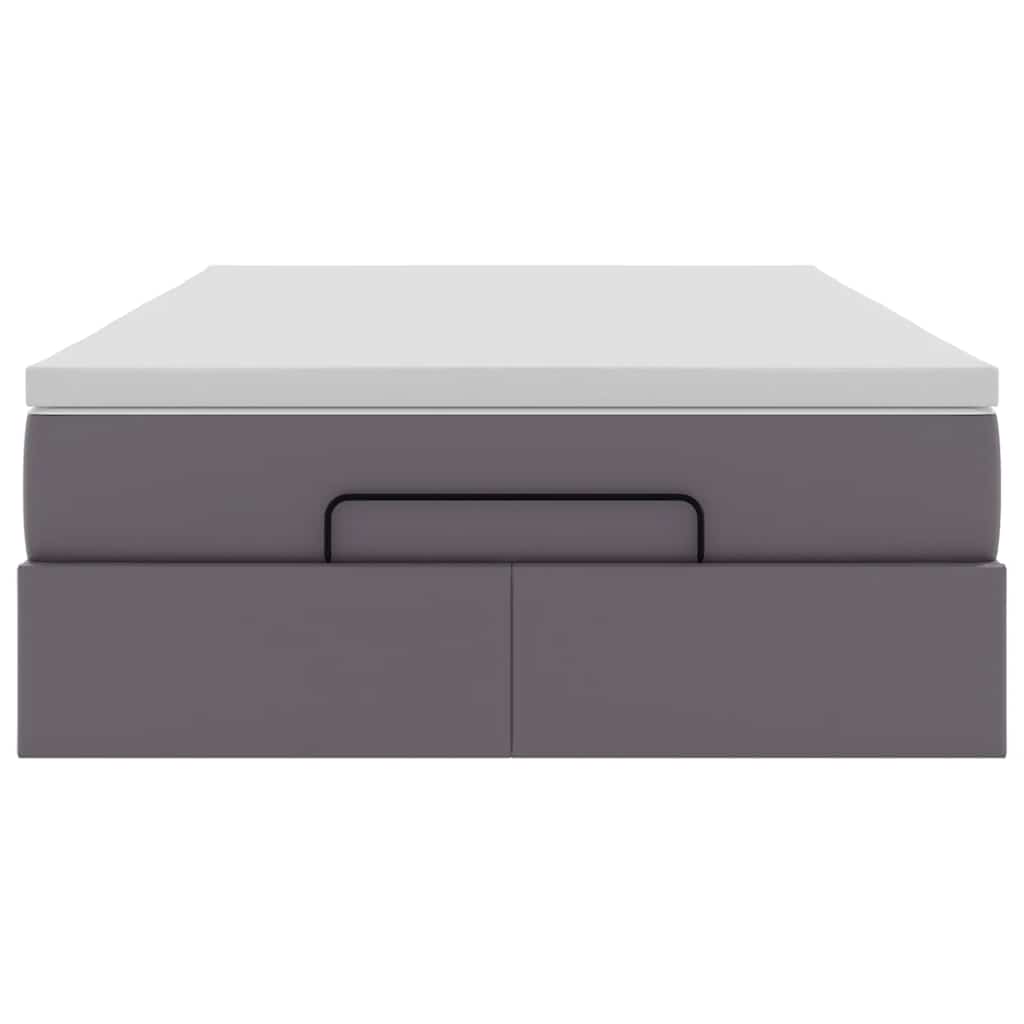 vidaXL Struttura Letto Pouf con Materasso Grigio 120x200 cm Similpelle