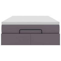 vidaXL Struttura Letto Pouf con Materasso Grigio 120x200 cm Similpelle