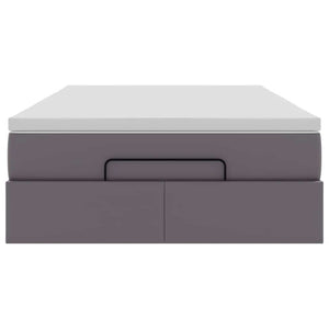 vidaXL Struttura Letto Pouf con Materasso Grigio 120x200 cm Similpelle