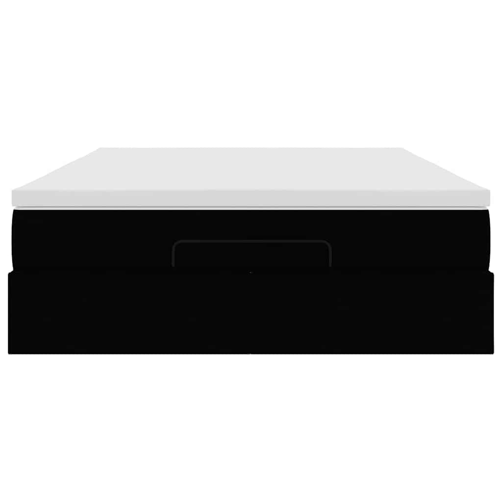 vidaXL Struttura Letto Pouf con Materasso Nero 140x190 cm Similpelle