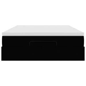 vidaXL Struttura Letto Pouf con Materasso Nero 140x190 cm Similpelle