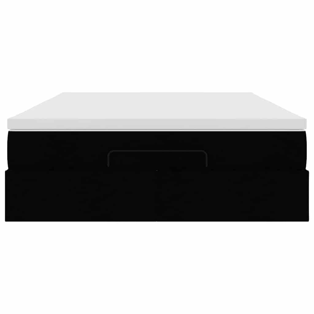 vidaXL Struttura Letto Pouf con Materasso Nero 140x200 cm Similpelle