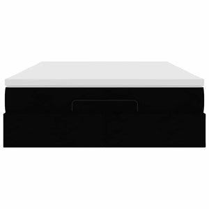 vidaXL Struttura Letto Pouf con Materasso Nero 140x200 cm Similpelle