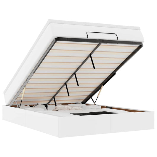 vidaXL Struttura Letto Pouf con Materasso Bianco 140x200 cm Similpelle