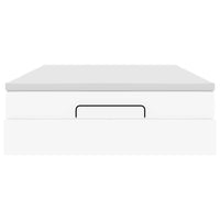 vidaXL Struttura Letto Pouf con Materasso Bianco 140x200 cm Similpelle