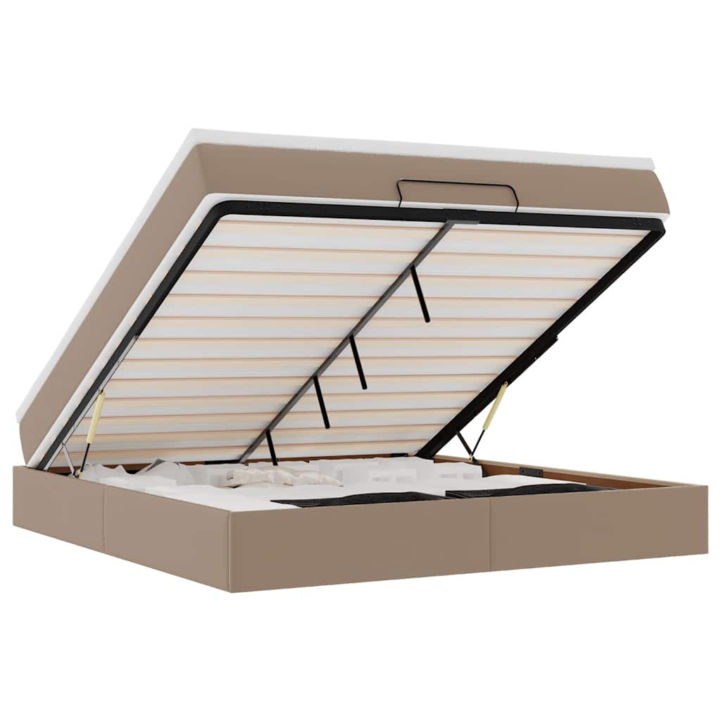 vidaXL Struttura Letto Pouf con Materasso 160x200 cm Similpelle