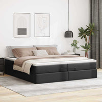 vidaXL Struttura Letto Pouf con Materassi Nero 200x200 cm Similpelle