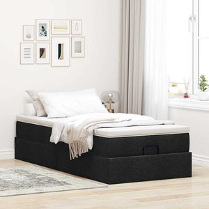 Struttura Letto Pouf con Materasso Nero 80x200 cm in Tessuto 3311066