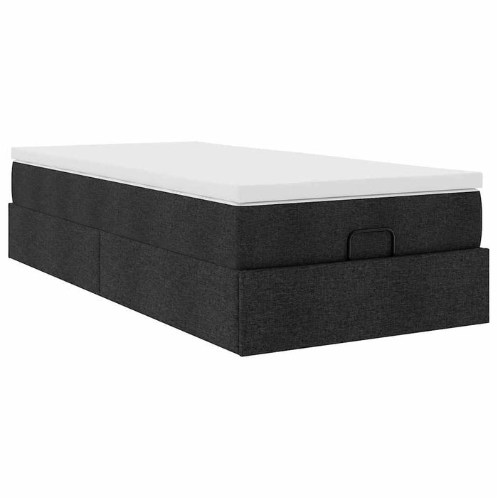 Struttura Letto Pouf con Materasso Nero 80x200 cm in Tessuto 3311066