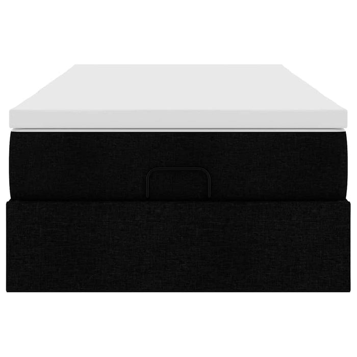 Struttura Letto Pouf con Materasso Nero 80x200 cm in Tessuto