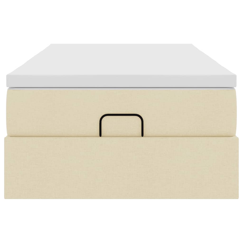 vidaXL Struttura Letto Pouf con Materasso Crema 90x190 cm in Tessuto