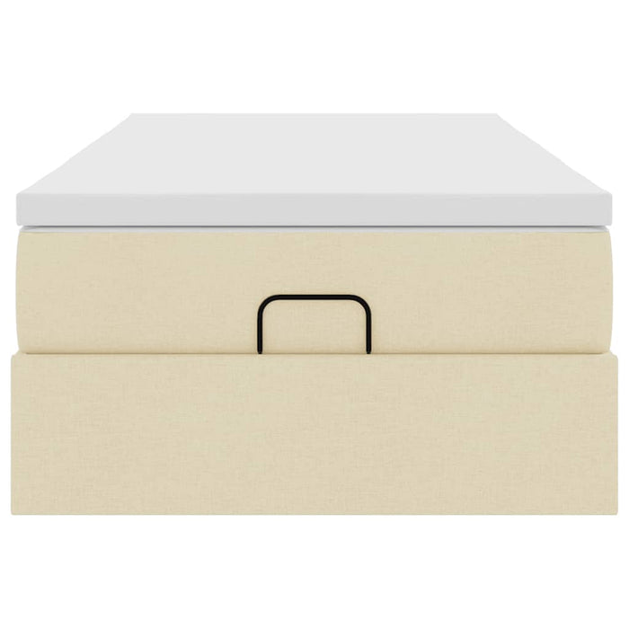 vidaXL Struttura Letto Pouf con Materasso Crema 90x190 cm in Tessuto