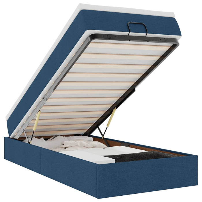 vidaXL Struttura Letto Pouf con Materasso Blu 90x190 cm in Tessuto