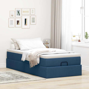 vidaXL Struttura Letto Pouf con Materasso Blu 90x190 cm in Tessuto