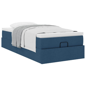 vidaXL Struttura Letto Pouf con Materasso Blu 90x190 cm in Tessuto
