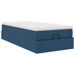 vidaXL Struttura Letto Pouf con Materasso Blu 90x190 cm in Tessuto