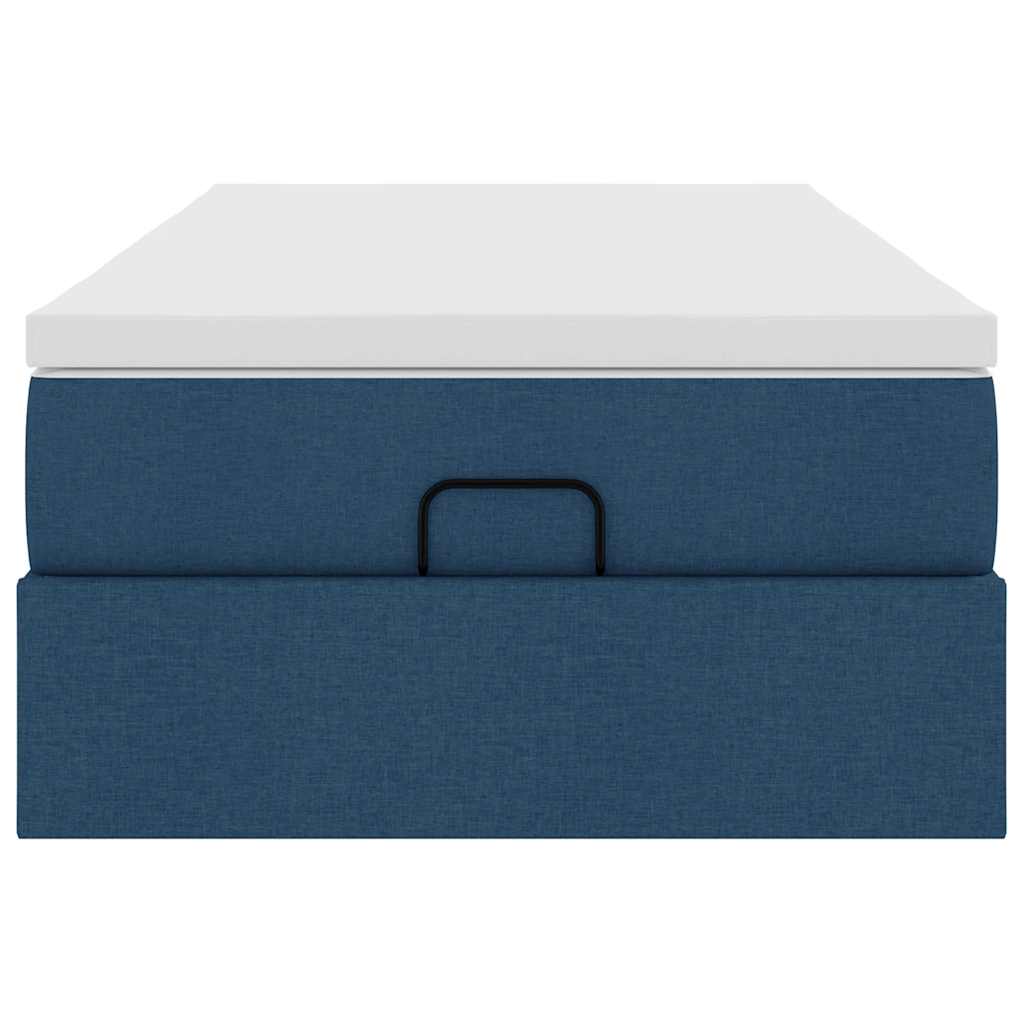 vidaXL Struttura Letto Pouf con Materasso Blu 90x190 cm in Tessuto