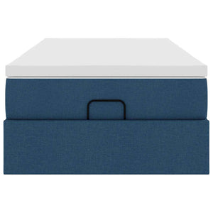 vidaXL Struttura Letto Pouf con Materasso Blu 90x190 cm in Tessuto