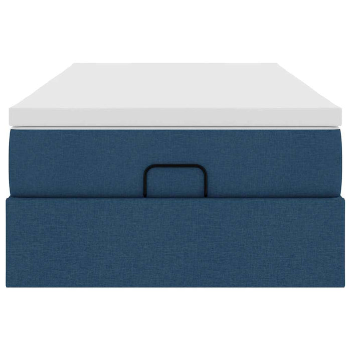 vidaXL Struttura Letto Pouf con Materasso Blu 90x190 cm in Tessuto