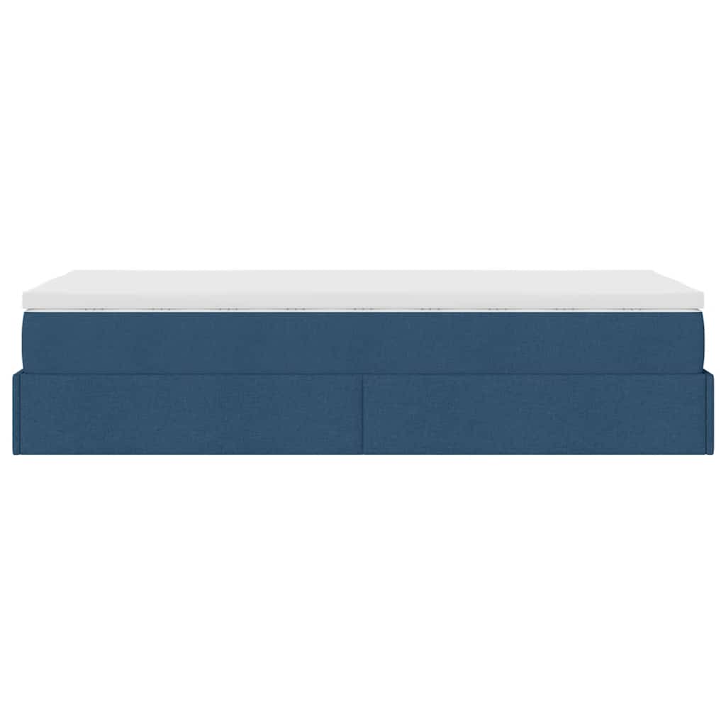 vidaXL Struttura Letto Pouf con Materasso Blu 90x190 cm in Tessuto