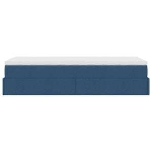 vidaXL Struttura Letto Pouf con Materasso Blu 90x190 cm in Tessuto