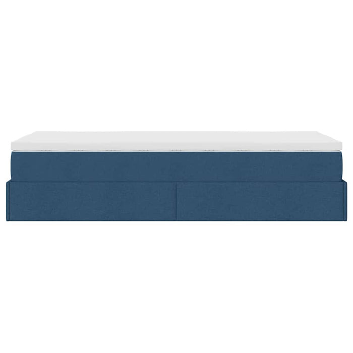 vidaXL Struttura Letto Pouf con Materasso Blu 90x190 cm in Tessuto
