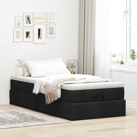 vidaXL Struttura Letto Pouf con Materasso Nero 90x200 cm in Tessuto