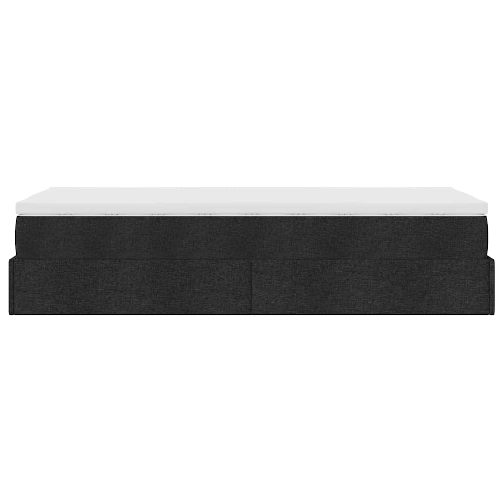 vidaXL Struttura Letto Pouf con Materasso Nero 90x200 cm in Tessuto
