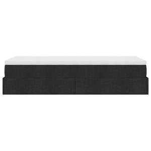 vidaXL Struttura Letto Pouf con Materasso Nero 90x200 cm in Tessuto