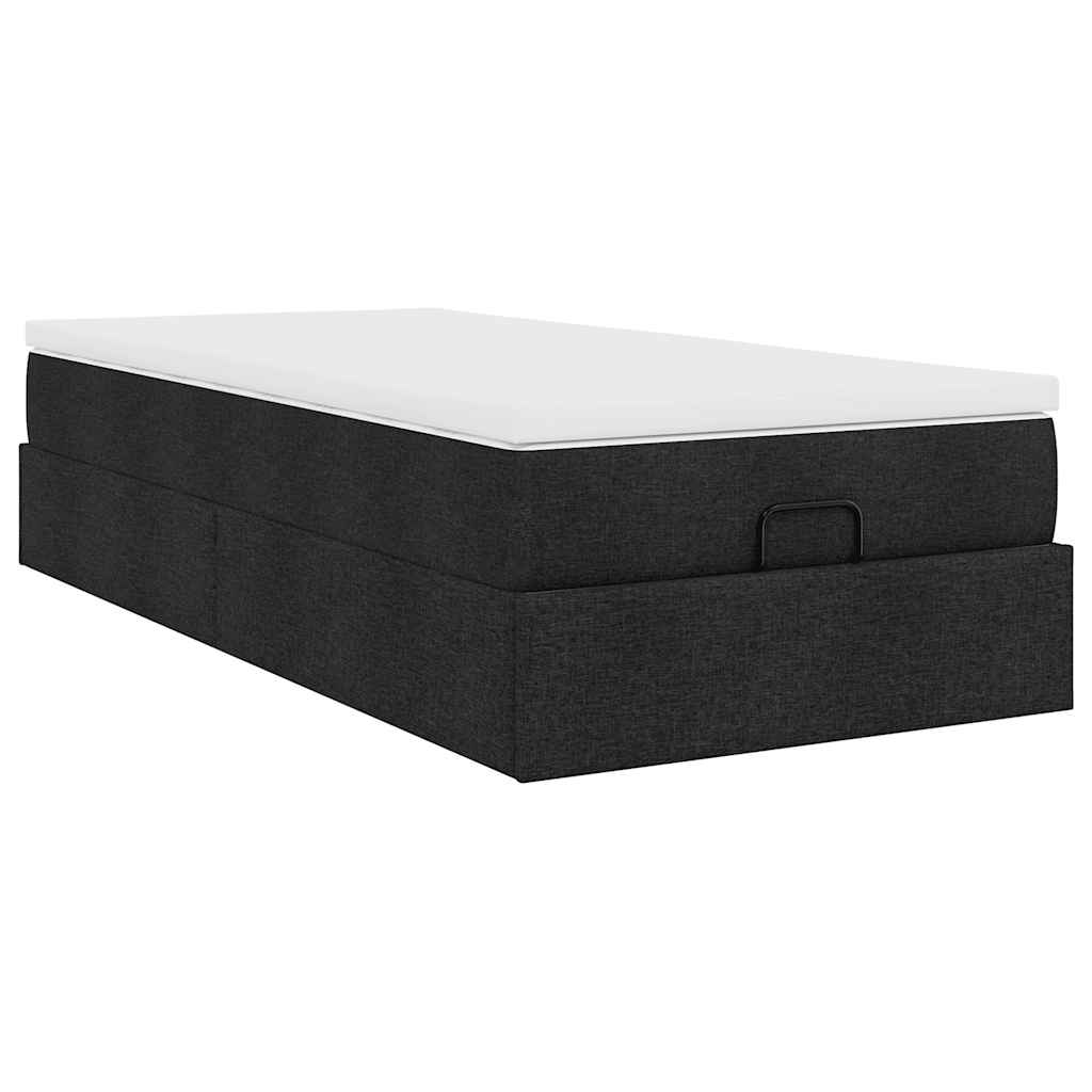 vidaXL Struttura Letto Pouf con Materasso Nero 90x200 cm in Tessuto