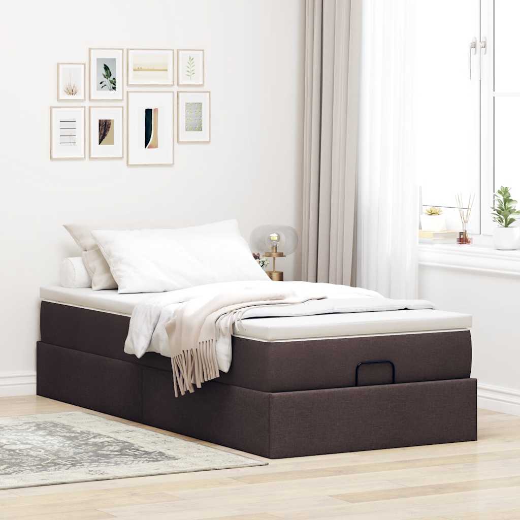 vidaXL Struttura Letto Pouf con Materasso 90x200 cm in Tessuto
