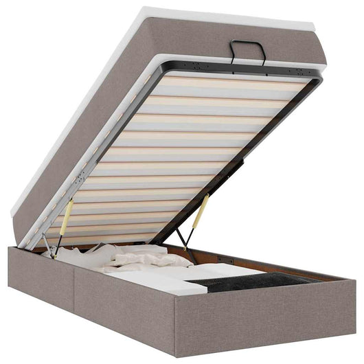 vidaXL Struttura Letto Pouf con Materasso Tortora 100x200cm in Tessuto