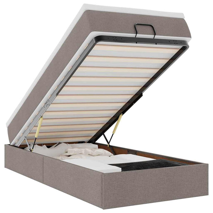 vidaXL Struttura Letto Pouf con Materasso Tortora 100x200cm in Tessuto