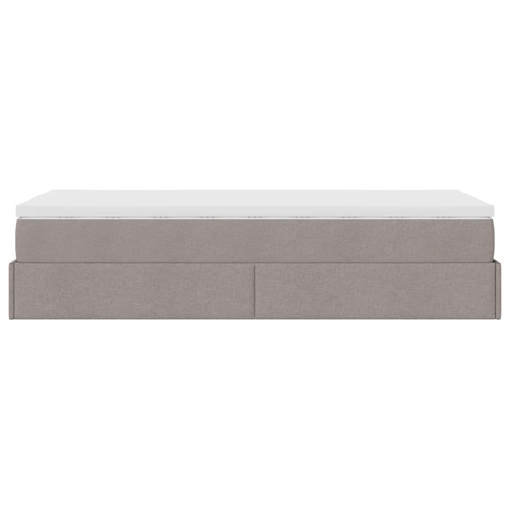 vidaXL Struttura Letto Pouf con Materasso Tortora 100x200cm in Tessuto