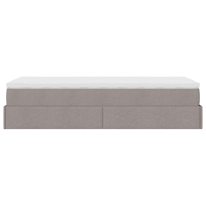 vidaXL Struttura Letto Pouf con Materasso Tortora 100x200cm in Tessuto