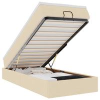 Struttura Letto Pouf con Materasso Crema 100x200 cm in Tessuto 3311090