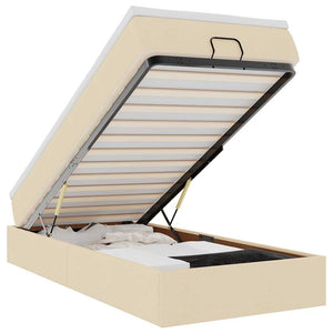 Struttura Letto Pouf con Materasso Crema 100x200 cm in Tessuto 3311090