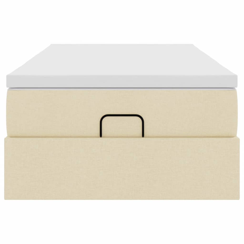 Struttura Letto Pouf con Materasso Crema 100x200 cm in Tessuto 3311090