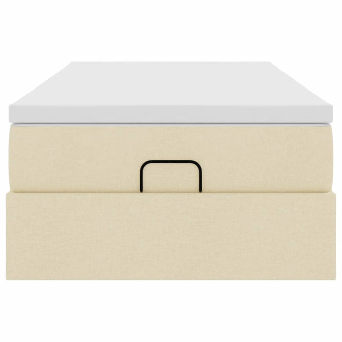 Struttura Letto Pouf con Materasso Crema 100x200 cm in Tessuto 3311090