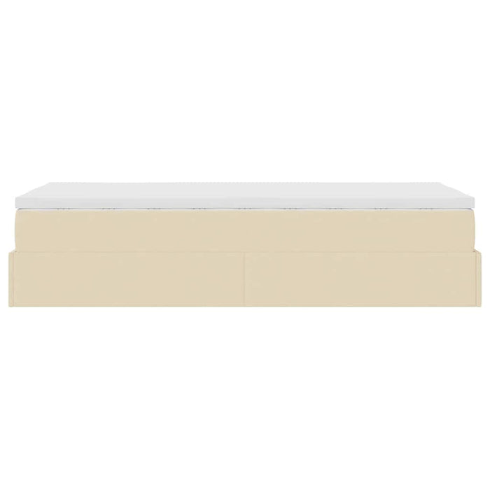 Struttura Letto Pouf con Materasso Crema 100x200 cm in Tessuto 3311090