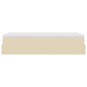 Struttura Letto Pouf con Materasso Crema 100x200 cm in Tessuto 3311090