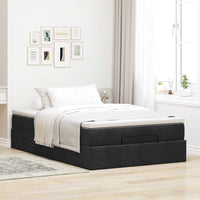 vidaXL Struttura Letto Pouf con Materasso Nero 120x190 cm in Tessuto