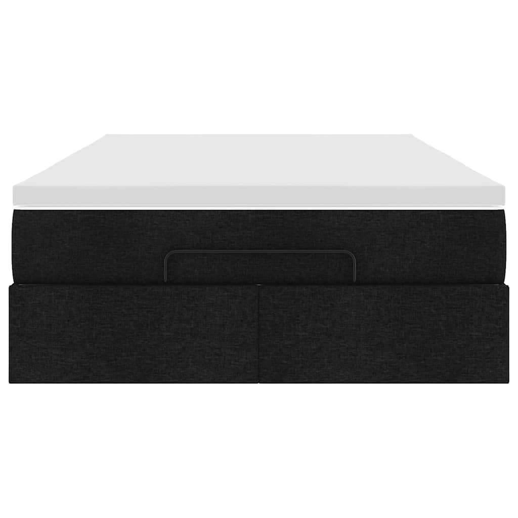 vidaXL Struttura Letto Pouf con Materasso Nero 120x190 cm in Tessuto