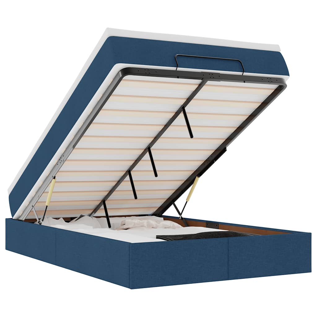 vidaXL Struttura Letto Pouf con Materasso Blu 120x200 cm in Tessuto