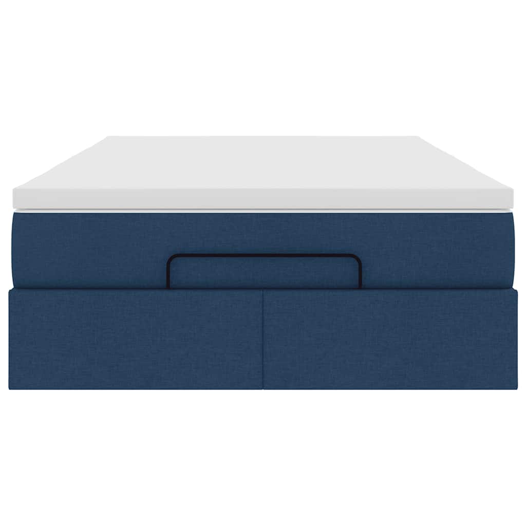 vidaXL Struttura Letto Pouf con Materasso Blu 120x200 cm in Tessuto