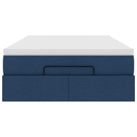 vidaXL Struttura Letto Pouf con Materasso Blu 120x200 cm in Tessuto