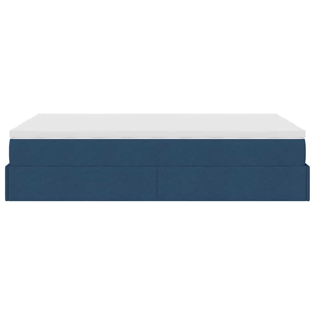 vidaXL Struttura Letto Pouf con Materasso Blu 120x200 cm in Tessuto