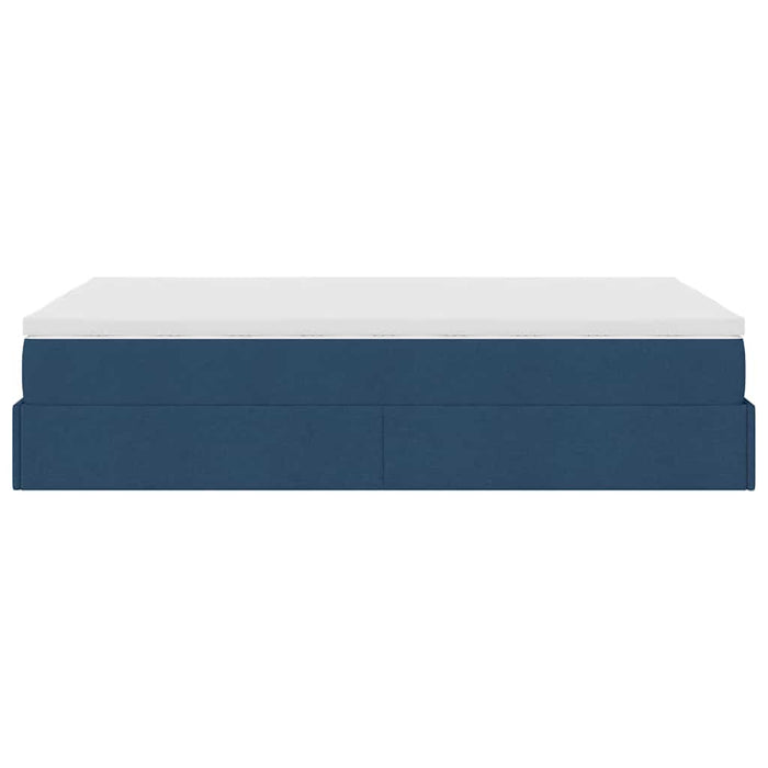 vidaXL Struttura Letto Pouf con Materasso Blu 120x200 cm in Tessuto