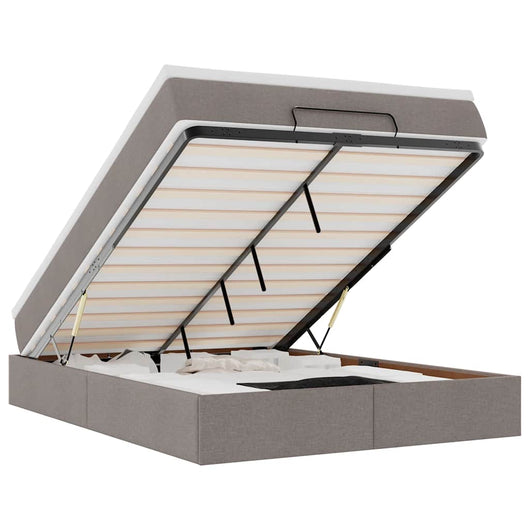 Struttura Letto Pouf con Materasso Tortora 140x190 cm Tessuto 3311110